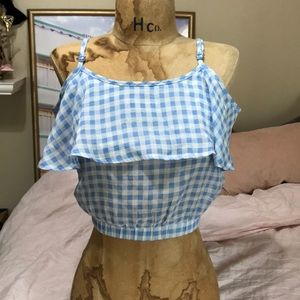 Mine Gingham Flounce Crop Top